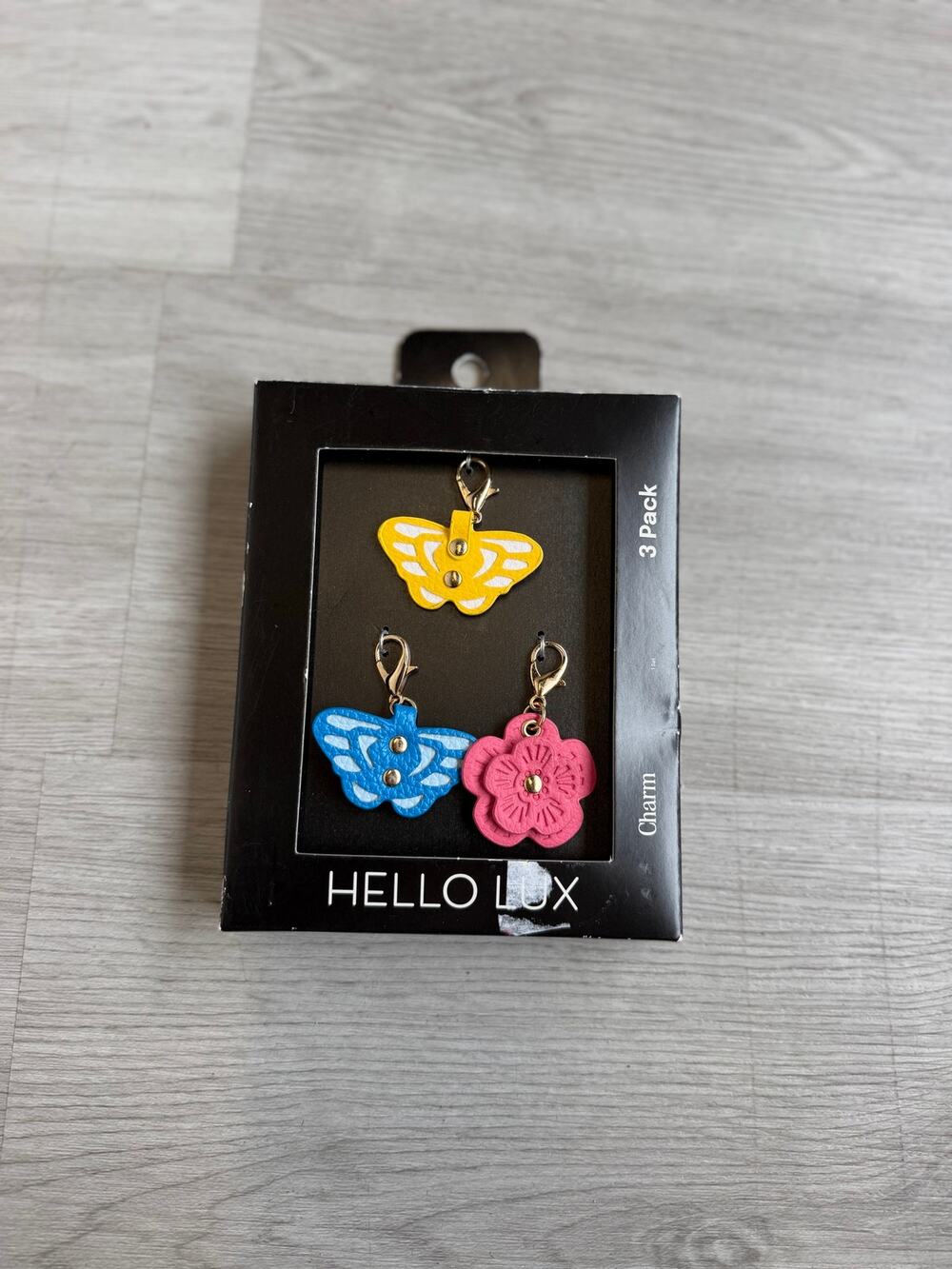 Hello LUX 3 Pack Bag Charms Butterfly Flower Keychain Accessories